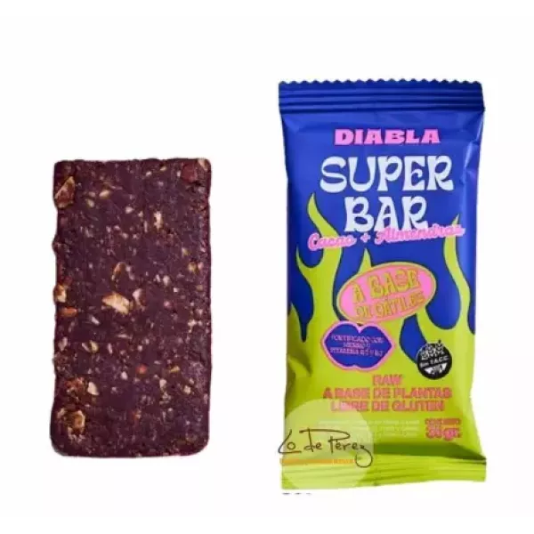 Super Bar de Cacao y Almendras sin azúcar y sin tacc DIABLA
