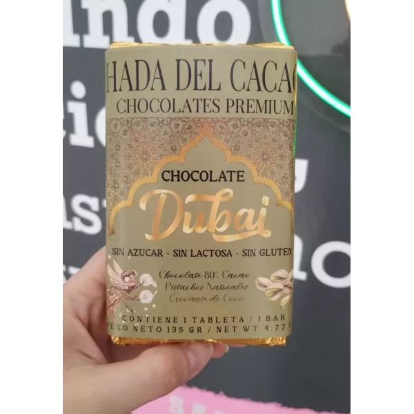 Chocolate Dubai sin azúcar x135 grs Hada Del Cacao