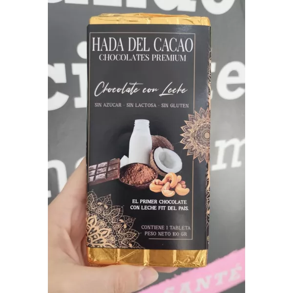Chocolate con leche de coco, sin azúcar y sin gluten  x100grs Hada Del Cacao 
