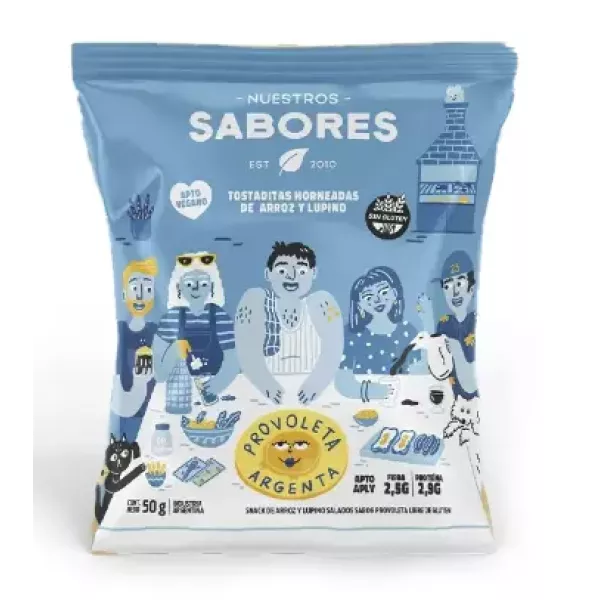 Tostaditas de arroz y lupino Sabor Provoleta X50grs Nuestros Sabores