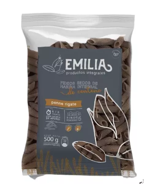 Fideos Penne Rigate De Harina Integral De Centeno Emilia