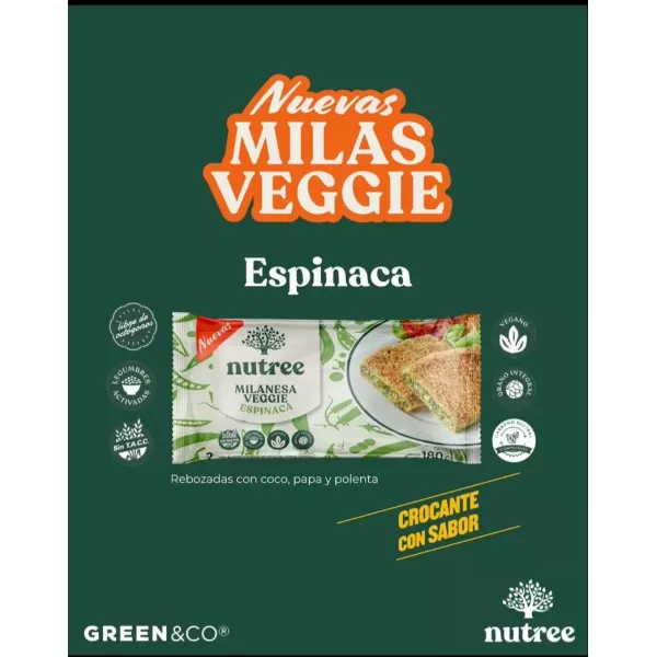 Milanesas Veggies Espinaca X 2 Nutree