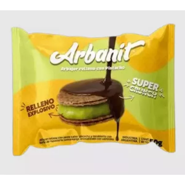 Alfajor Relleno de Pistacho bañado en chocolate ARBANIT