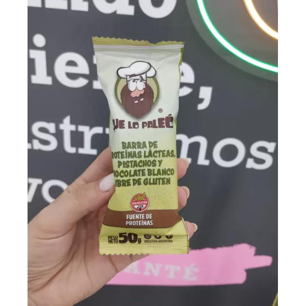 Barra Proteica De Pistachos y Chocolate Blanco Que Lo Paleo