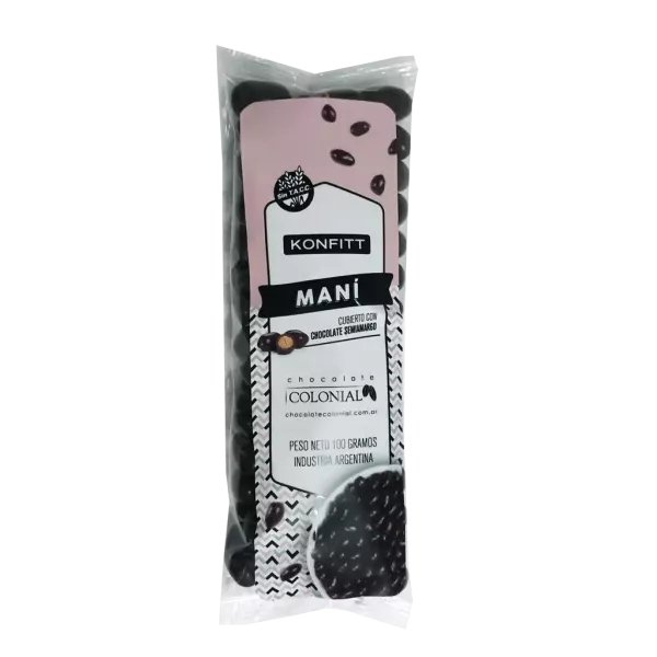 Maní con chocolate semiamargo sin gluten por 100 gr COLONIAL