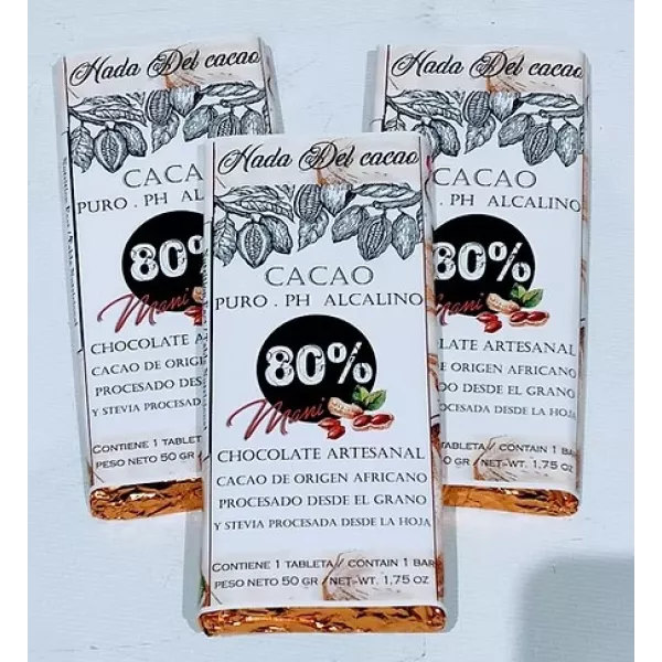 Chocolate Organico Al 80% Con Mani Hada Del Cacao X50gr