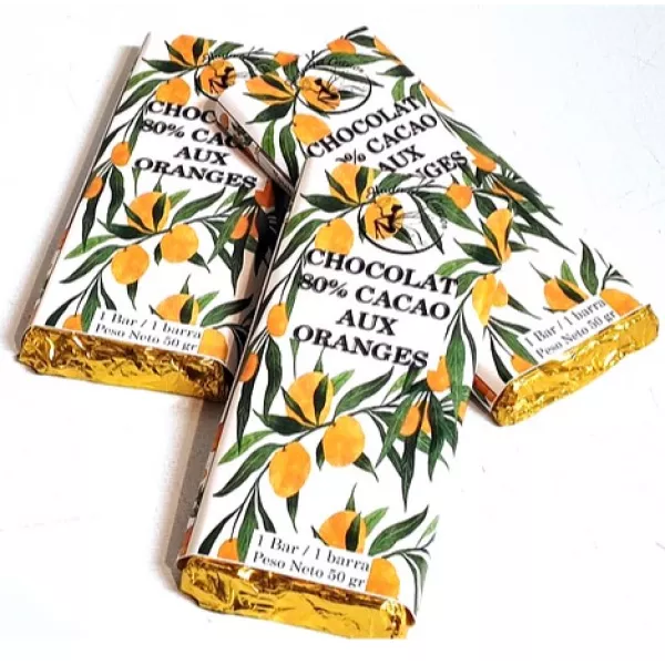 Chocolate Organico Al 80% Con Naranjitas Sin Azucar Hada Del Cacao X50gr