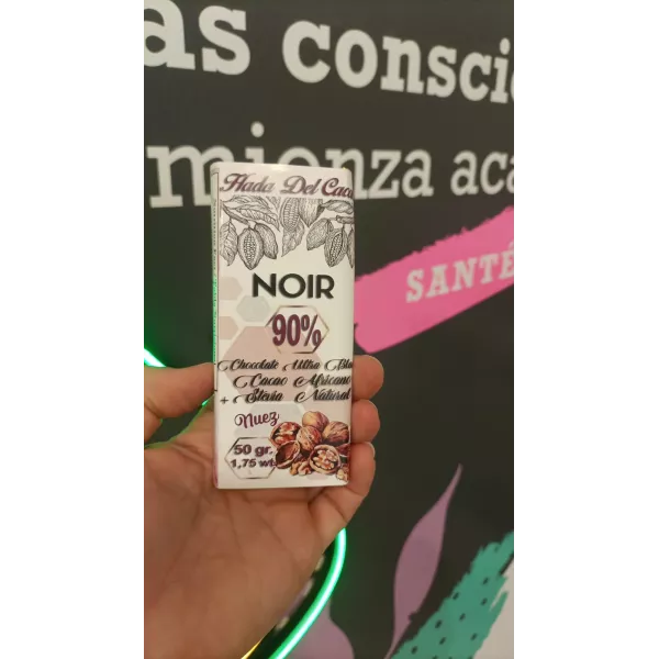 Chocolate Organico Al 90% Con Nuez Chandel  x50grs Hada Del Cacao