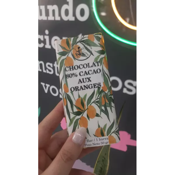 Chocolate Organico Al 80% Con Naranjitas x50grs Hada Del Cacao