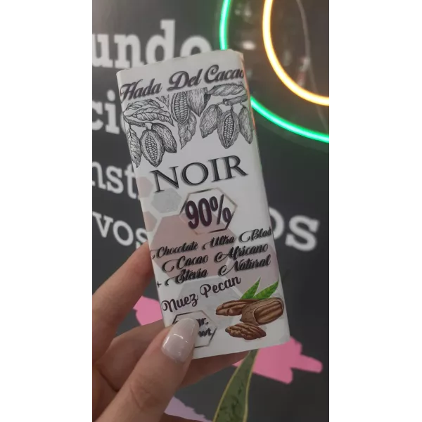 Chocolate Organico Al 90% Con Nuez Pecan Hada Del Cacao X 50grs