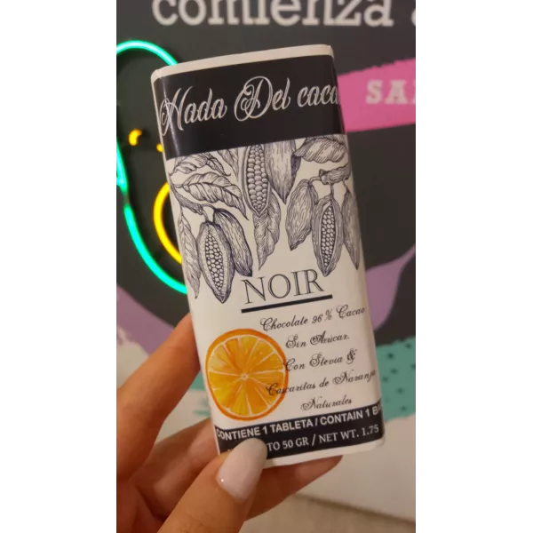 Chocolate Organico Al 96% Con Cascaritas de  Naranja  x50 Grs Hada Del Cacao