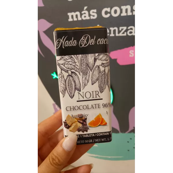 Chocolate Organico Al 96% Con Naranjita Sin Azucar Hada Del Cacao X 50 Grs