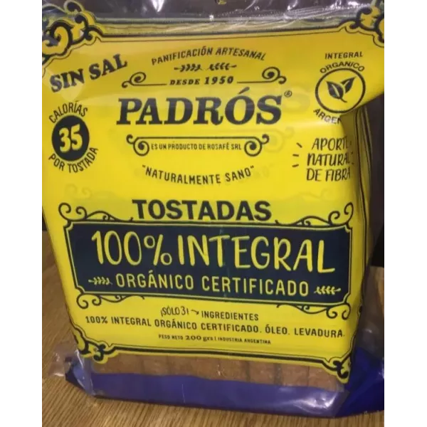 Tostadas Integrales Organicas Sin Sal Padros