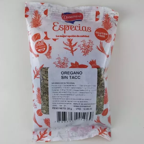 Oregano Sin Tacc X 20 Grs Dicomere