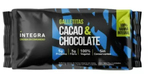 Galletitas De Cacao y Chocolate x72grs Integra