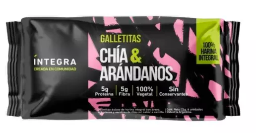 Galletitas De Chia y Arandanos x72grs Integra