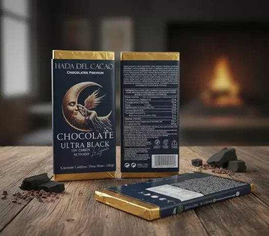 Chocolate Ultra Black Con Carbon Activado x100grs Hada Del Cacao