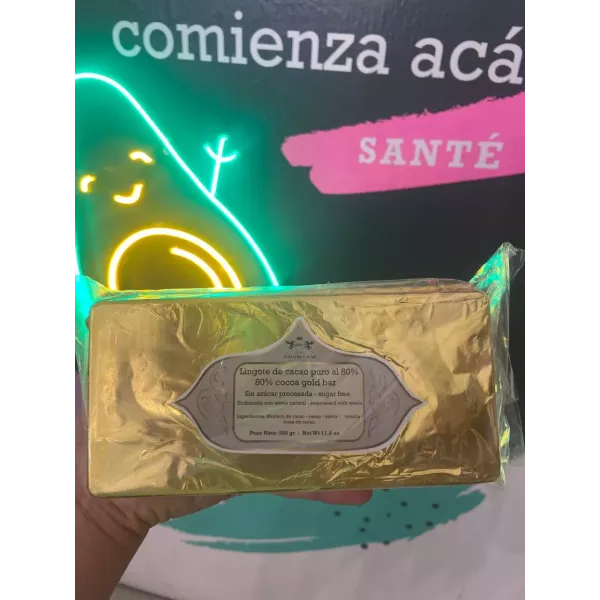 Lingote De Chocolate Organico Puro Al 80% Hada Del Cacao X500g