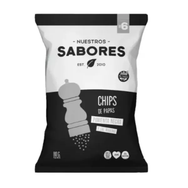 Chips De Papas con pimienta y sal marina Nuestros Sabores