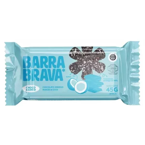 Barrita De Cacao Amargo Y Coco Sin Tacc Barra Brava