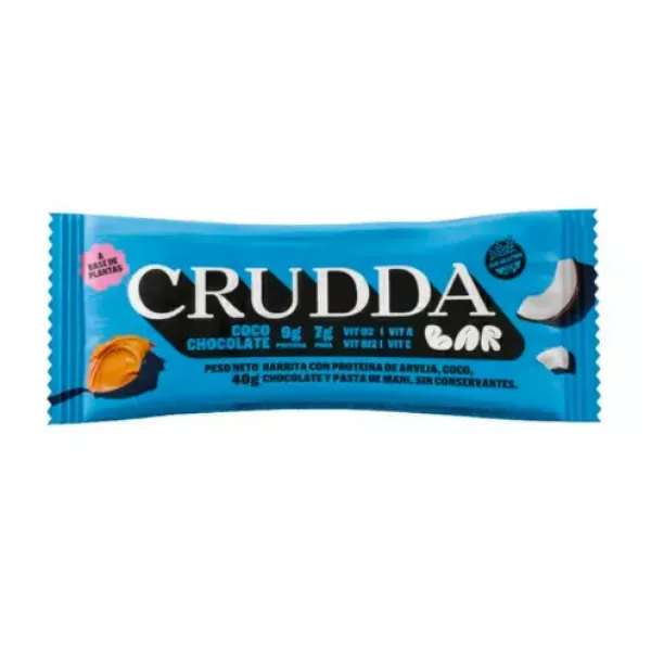 Barrita Coco Y Chocolate Sin Tacc A Base De Plantas Crudda