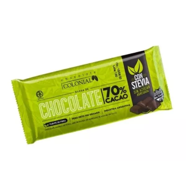 Chocolate Con Stevia Al 70% X100grs Colonial