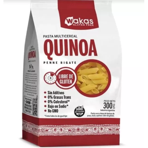 Pasta Penne Rigate Multicereal Con Quinoa X 300 Grs Wakas